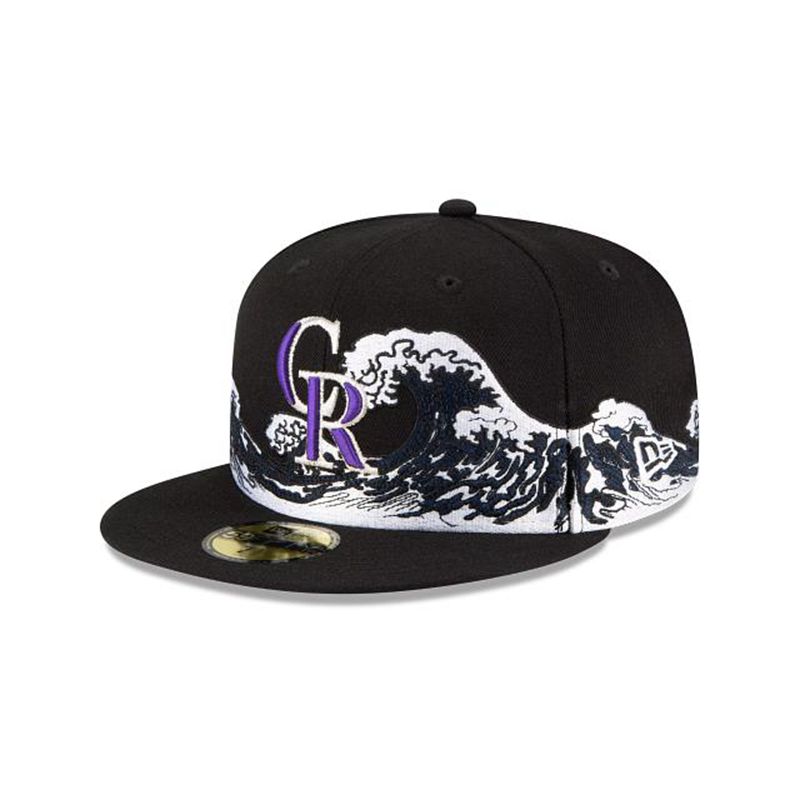 MLB Colorado Rockies Wave 59Fifty Fitted (YTC1841) - Black New Era Caps